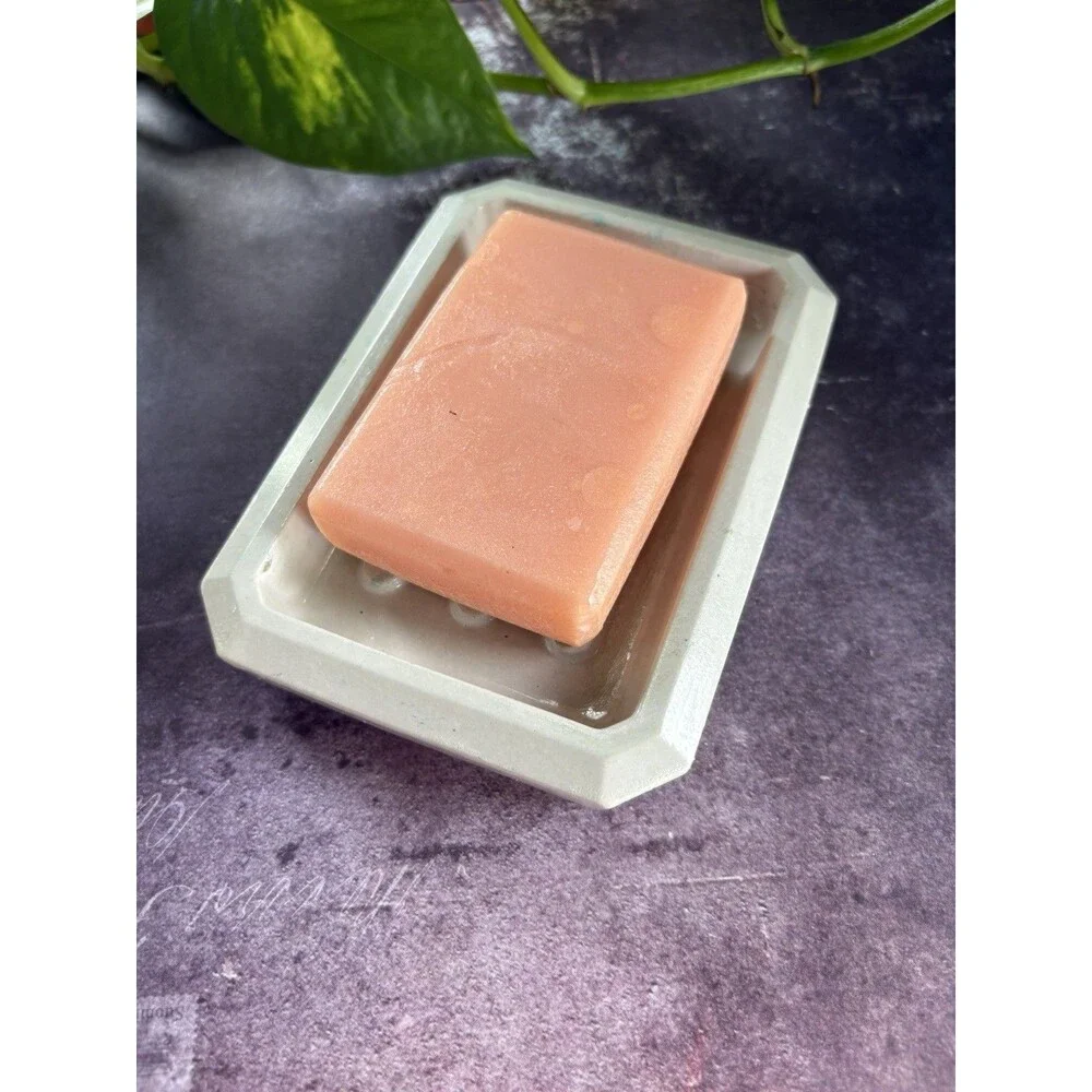 Handmade Soap Dish Cement Soap Holder Rectangular Bathroom Kitchen Beige